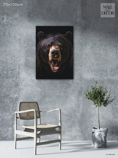 Primal Roar: Majestic Grizzly Bear – Modern Frameless Wall Art
