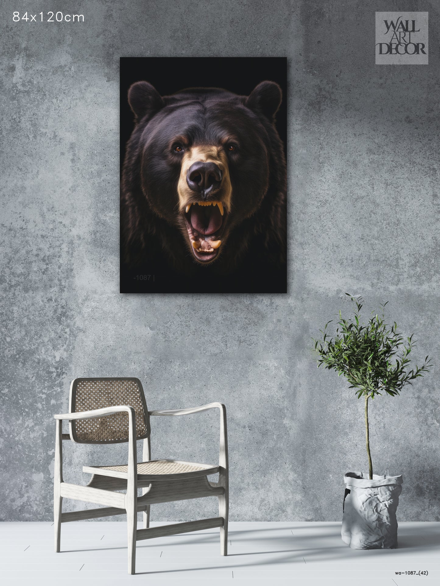 Primal Roar: Majestic Grizzly Bear – Modern Frameless Wall Art