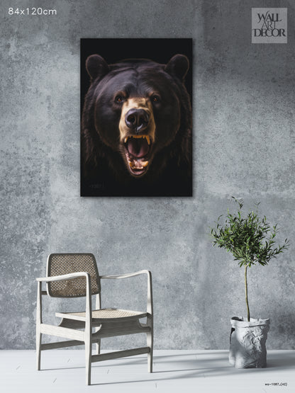 Primal Roar: Majestic Grizzly Bear – Modern Frameless Wall Art
