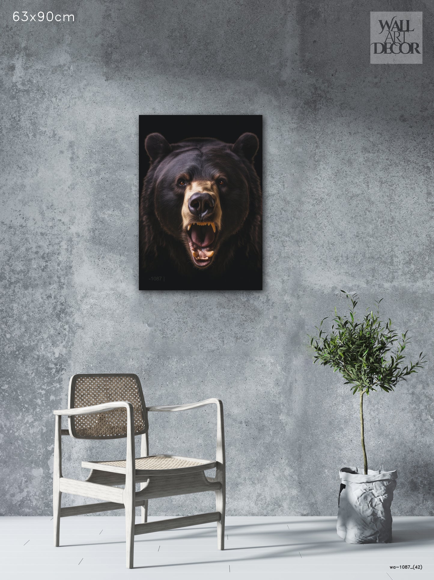 Primal Roar: Majestic Grizzly Bear – Modern Frameless Wall Art