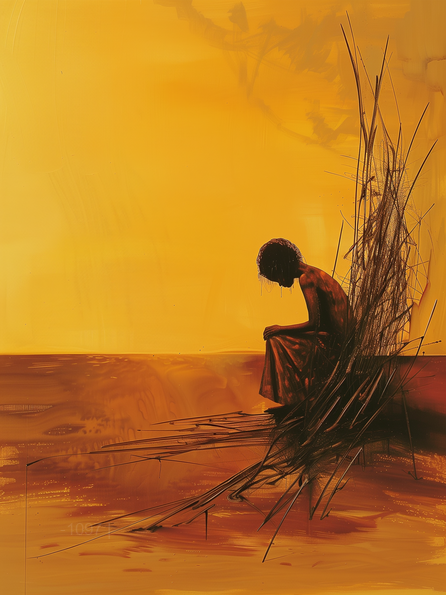 Golden Solitude: The Quiet Earth – Modern Frameless Wall Art