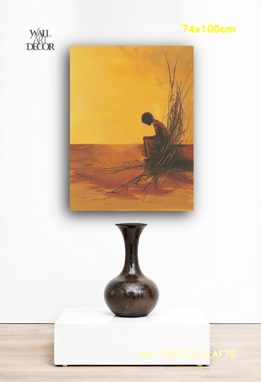 Golden Solitude: The Quiet Earth – Modern Frameless Wall Art
