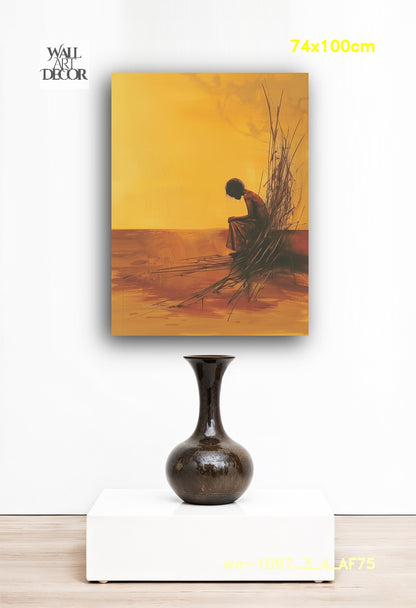 Golden Solitude: The Quiet Earth – Modern Frameless Wall Art