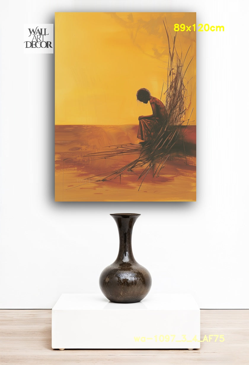 Golden Solitude: The Quiet Earth – Modern Frameless Wall Art