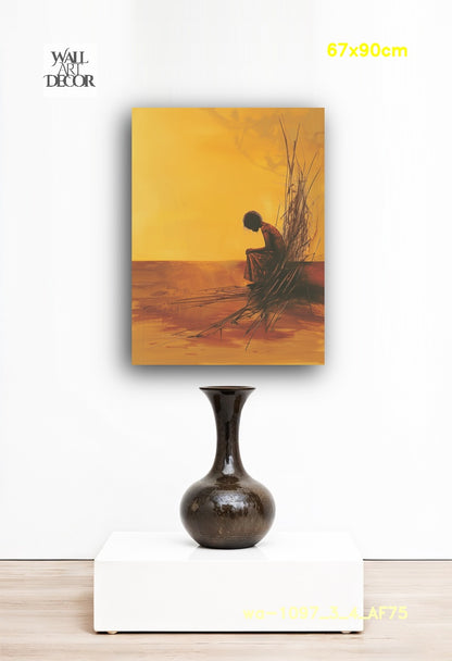 Golden Solitude: The Quiet Earth – Modern Frameless Wall Art