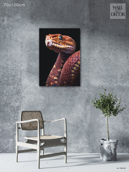 Crimson Scale: Ethereal Serpentine Portrait – Modern Frameless Wall Art