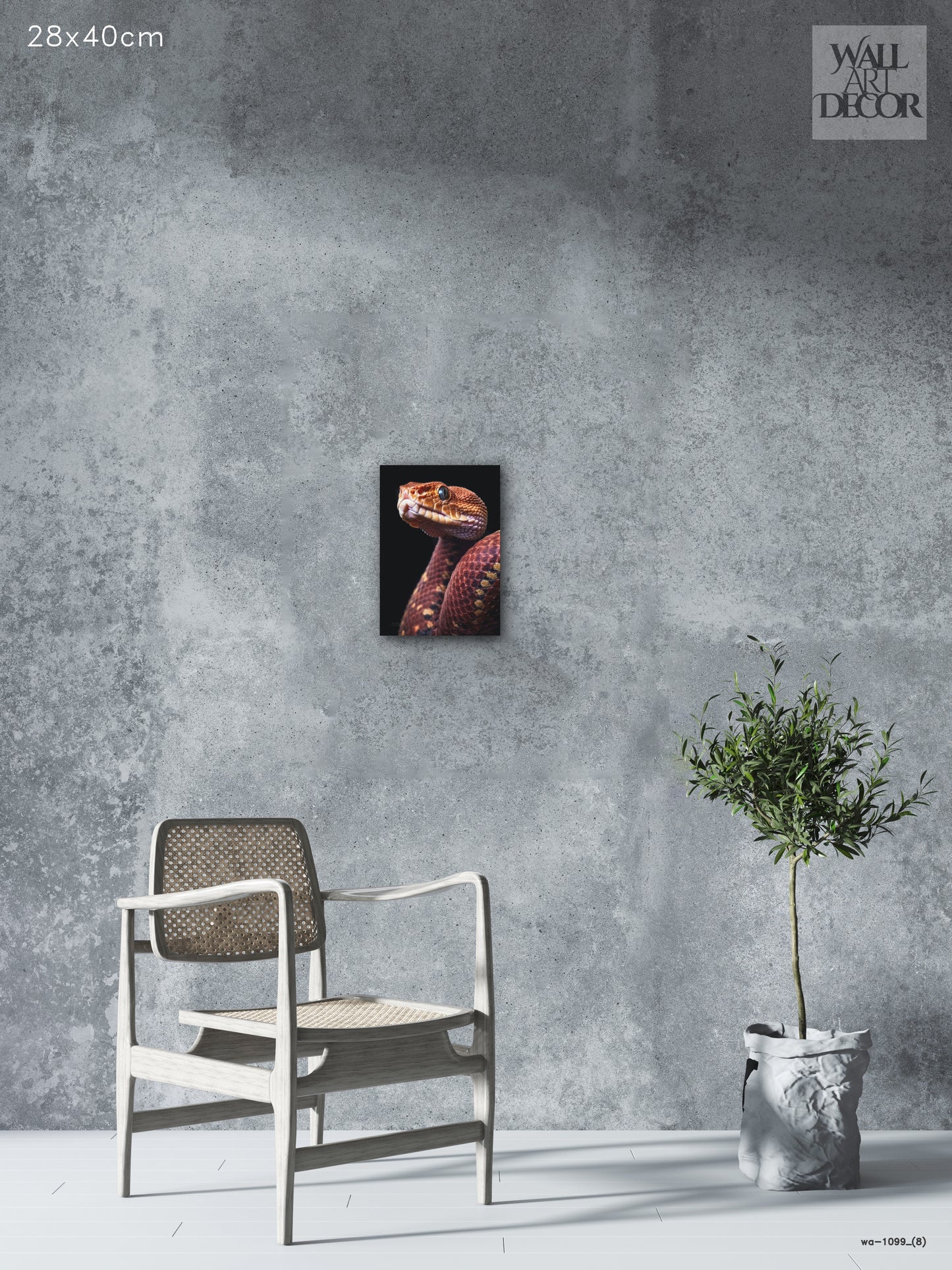 Crimson Scale: Ethereal Serpentine Portrait – Modern Frameless Wall Art
