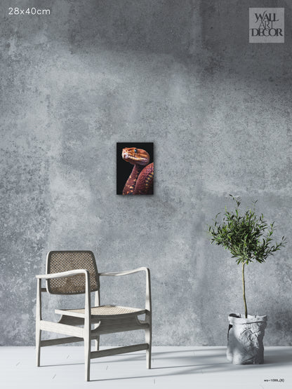 Crimson Scale: Ethereal Serpentine Portrait – Modern Frameless Wall Art