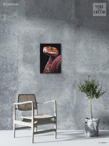 Crimson Scale: Ethereal Serpentine Portrait – Modern Frameless Wall Art