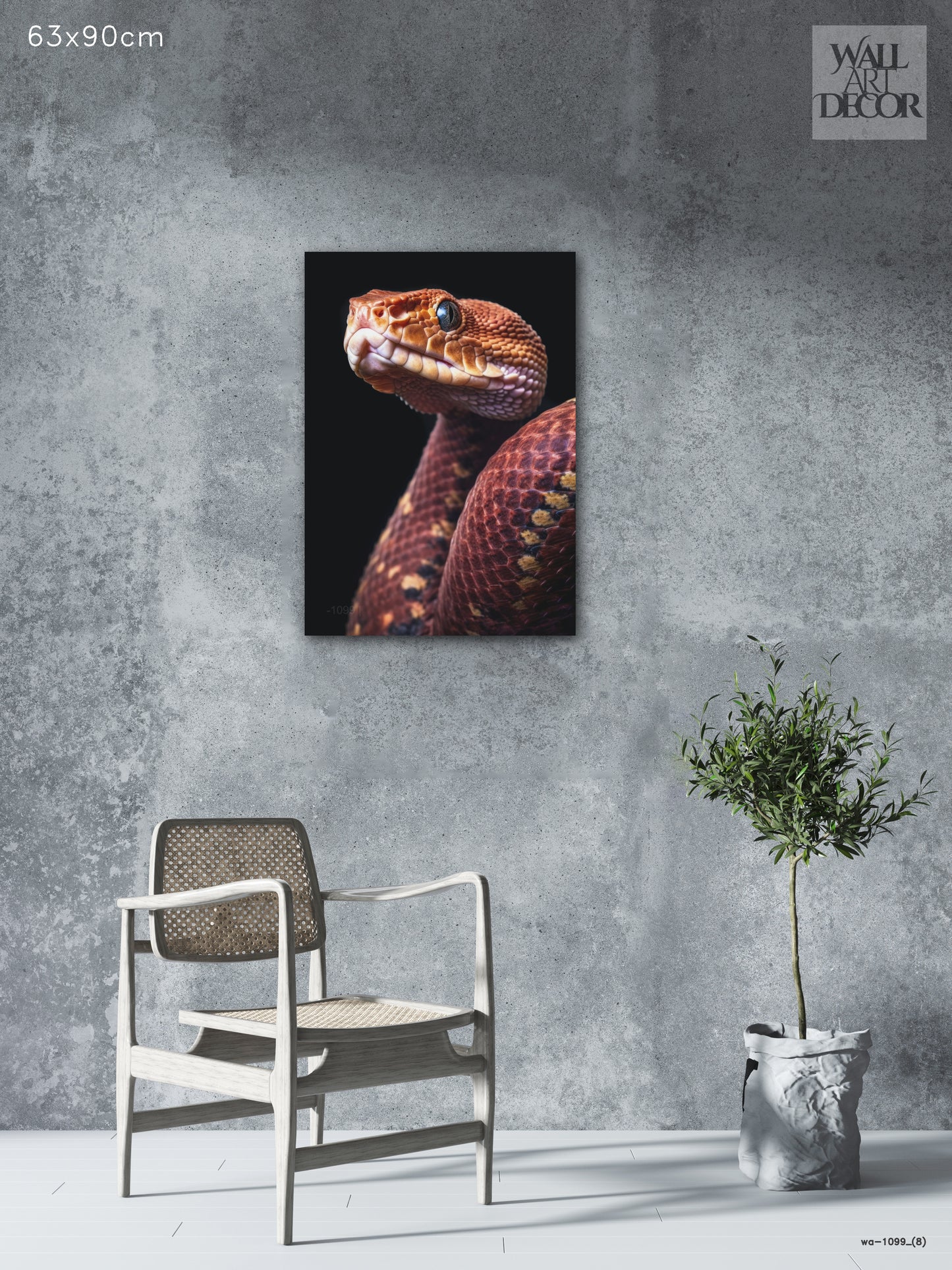 Crimson Scale: Ethereal Serpentine Portrait – Modern Frameless Wall Art