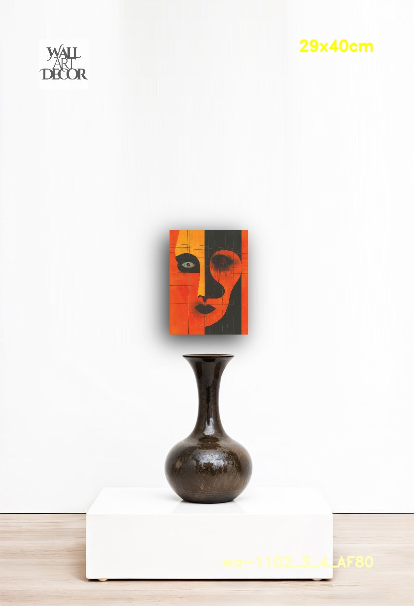 Obsidian Echo: Modern Abstract Visage – Frameless Wall Art