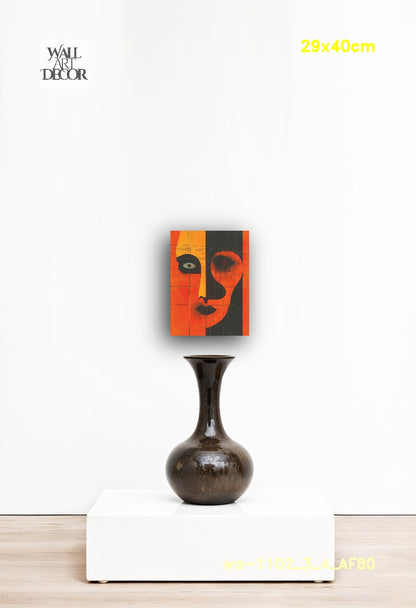 Obsidian Echo: Modern Abstract Visage – Frameless Wall Art