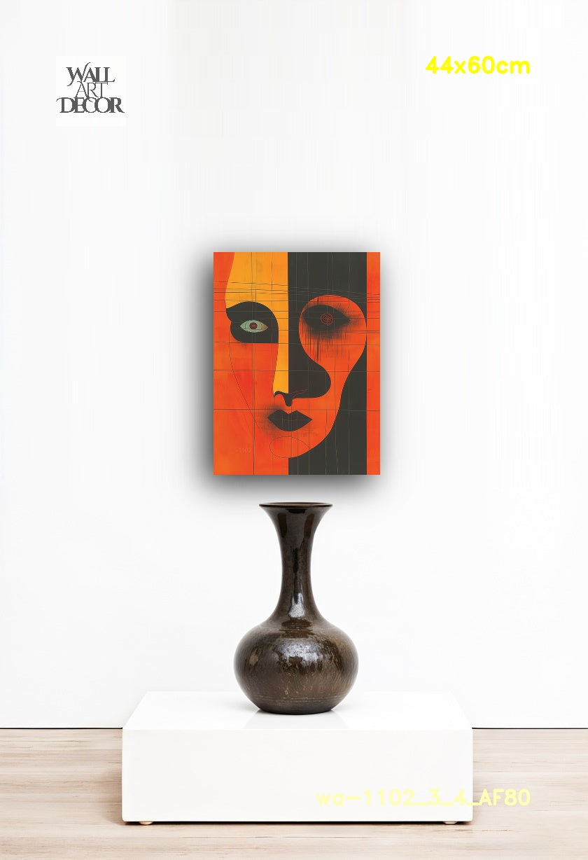 Obsidian Echo: Modern Abstract Visage – Frameless Wall Art