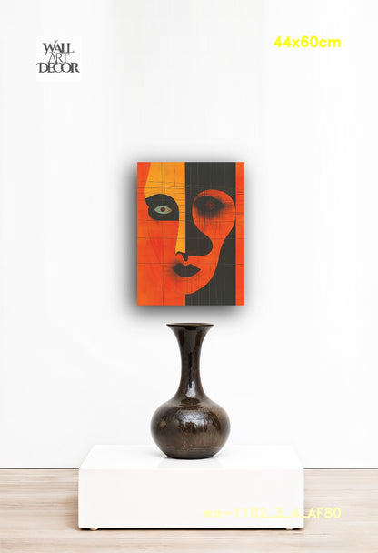 Obsidian Echo: Modern Abstract Visage – Frameless Wall Art