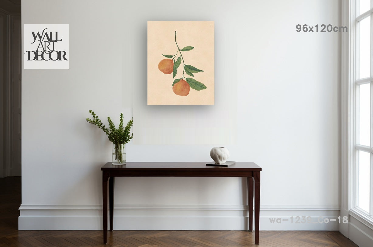 Botanical Serenity: Watercolor Citrus Branch – Modern Frameless Wall Art