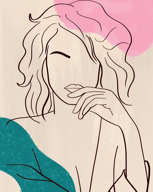 Ethereal Muse: Abstract Feminine Line Art – Modern Frameless Wall Art