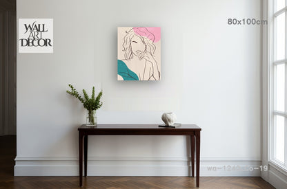 Ethereal Muse: Abstract Feminine Line Art – Modern Frameless Wall Art