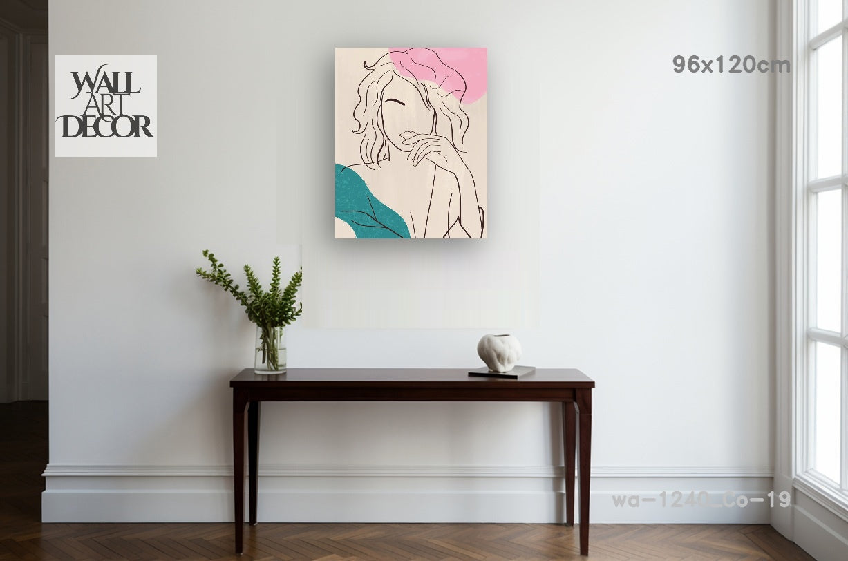 Ethereal Muse: Abstract Feminine Line Art – Modern Frameless Wall Art