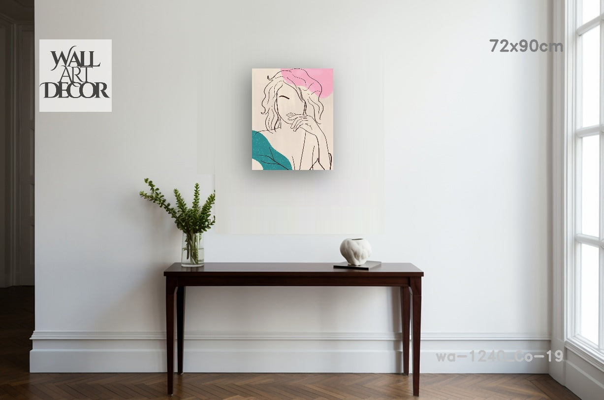 Ethereal Muse: Abstract Feminine Line Art – Modern Frameless Wall Art