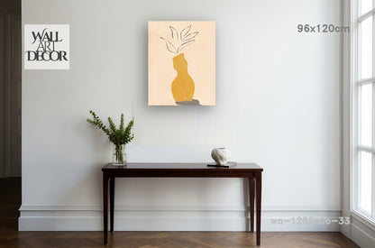 Golden Goddess: Abstract Feminine Vase – Modern Frameless Wall Art