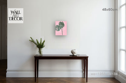 Tropical Blush: Monstera Leaves – Modern Frameless Wall Art