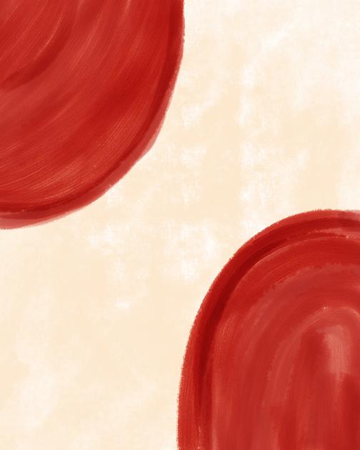 Crimson Horizon: Minimalist Abstract Arches – Modern Frameless Wall Art