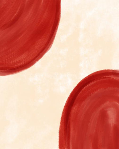 Crimson Horizon: Minimalist Abstract Arches – Modern Frameless Wall Art