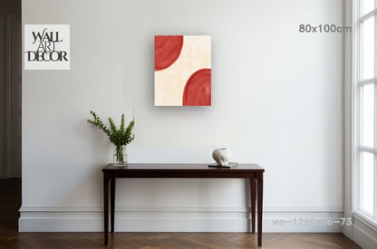 Crimson Horizon: Minimalist Abstract Arches – Modern Frameless Wall Art
