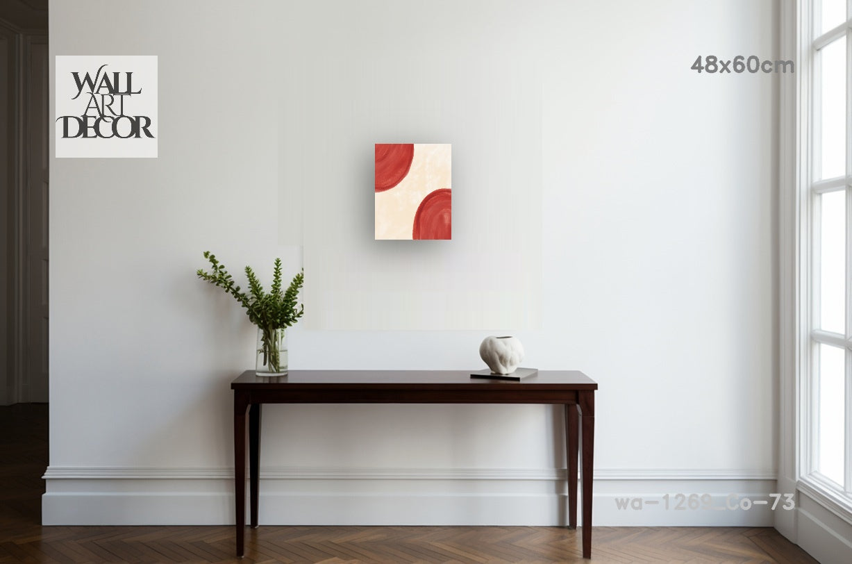 Crimson Horizon: Minimalist Abstract Arches – Modern Frameless Wall Art