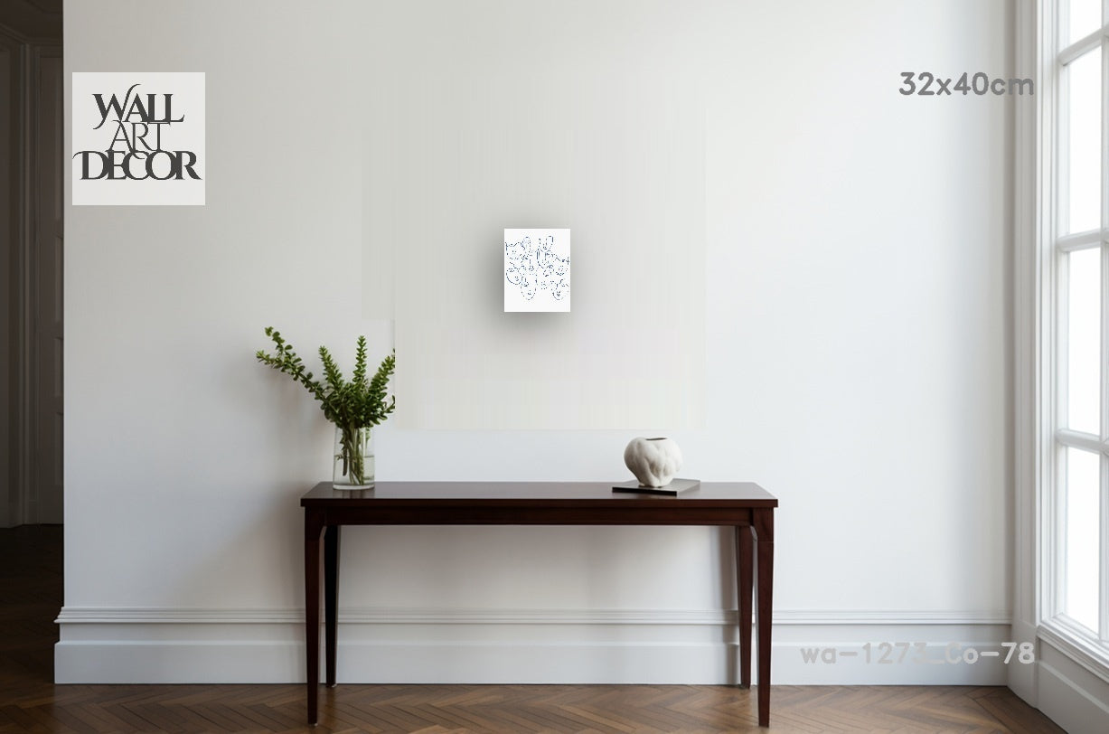 Ethereal Expressions: Blue One-Line Face Art – Modern Frameless Wall Art