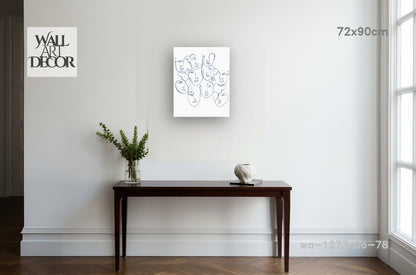 Ethereal Expressions: Blue One-Line Face Art – Modern Frameless Wall Art