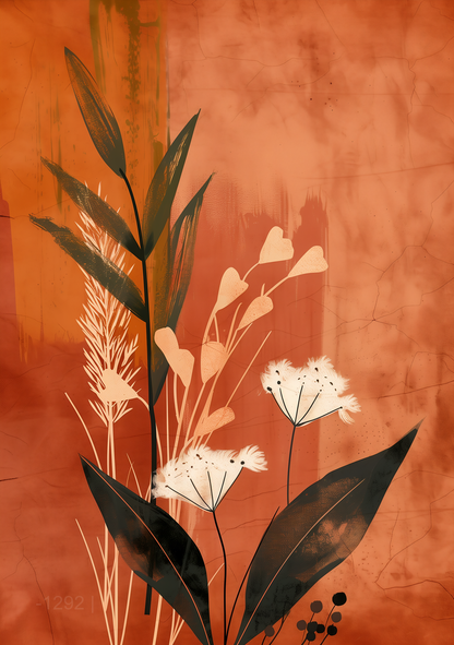 Desert Flora: Rustic Wildflower Abstract – Modern Frameless Wall Art