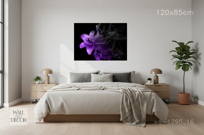 Ethereal Bloom: Purple Lily Smoke – Modern Frameless Wall Art