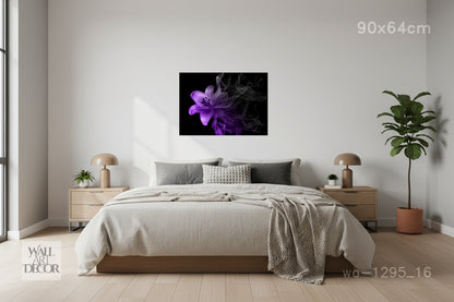 Ethereal Bloom: Purple Lily Smoke – Modern Frameless Wall Art