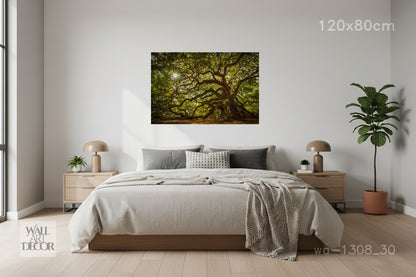 Ancient Oak of Life: Sun-Drenched Canopy – Modern Frameless Wall Art