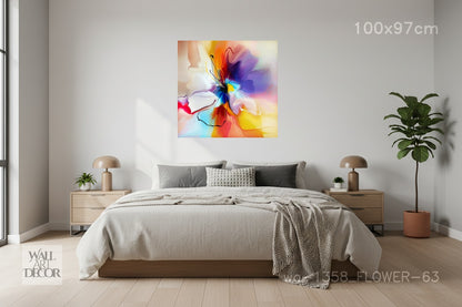 Prismatic Bloom: Vibrant Floral Abstract – Modern Frameless Wall Art