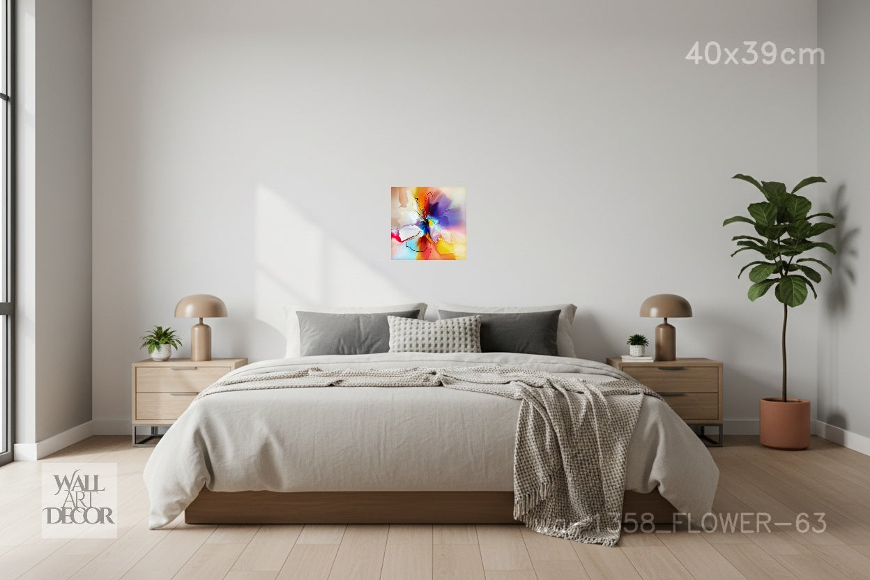 Prismatic Bloom: Vibrant Floral Abstract – Modern Frameless Wall Art