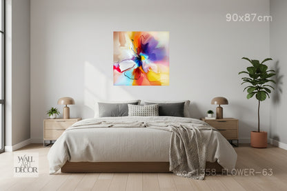 Prismatic Bloom: Vibrant Floral Abstract – Modern Frameless Wall Art