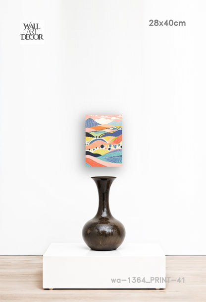 Pastel Horizons: Whimsical Rolling Hills – Modern Frameless Wall Art