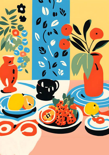 Citrus & Solace: Mediterranean Still Life – Modern Frameless Wall Art