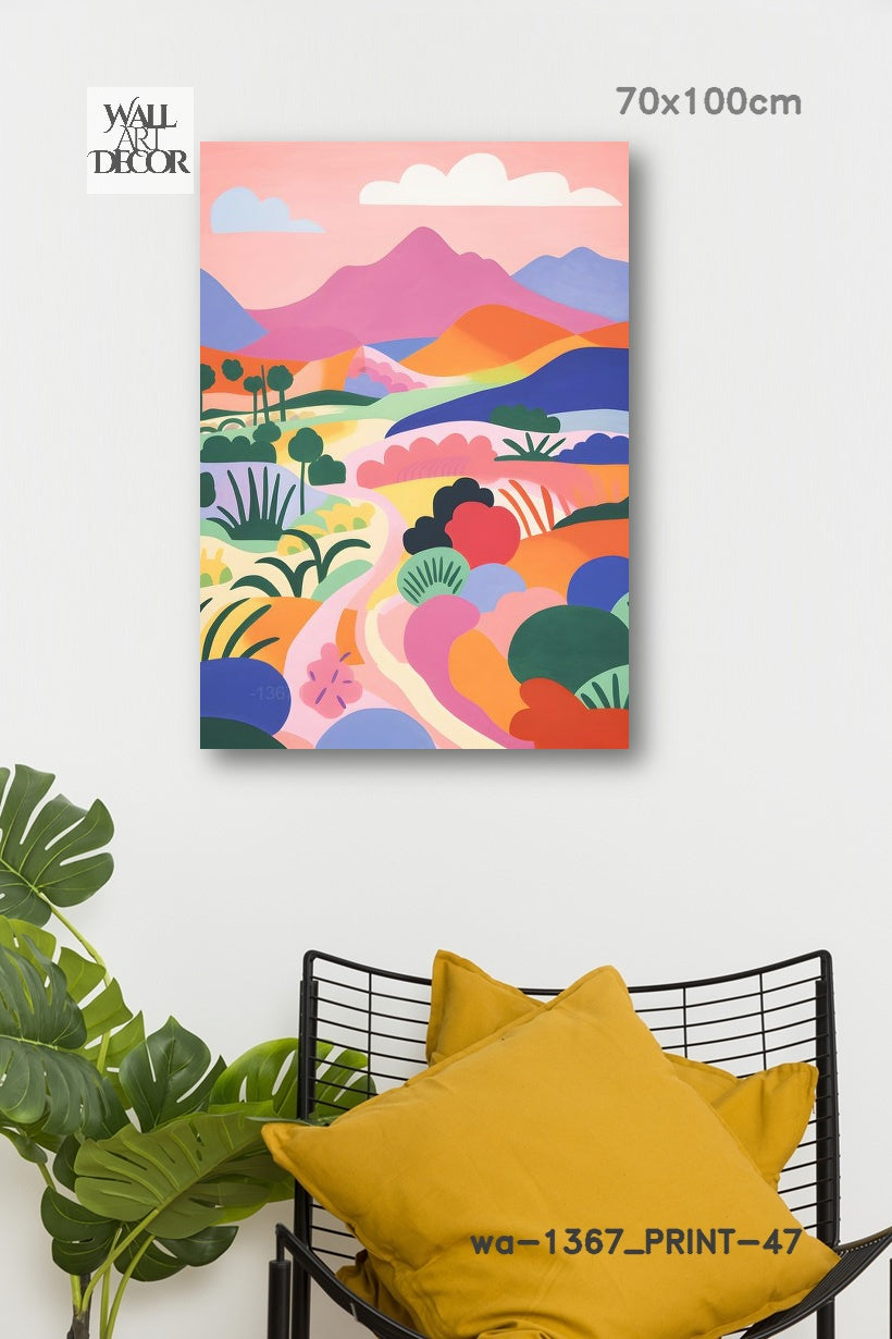 Prismatic Path: The Rolling Technicolor Hills – Modern Frameless Wall Art