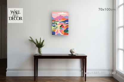 Prismatic Path: The Rolling Technicolor Hills – Modern Frameless Wall Art
