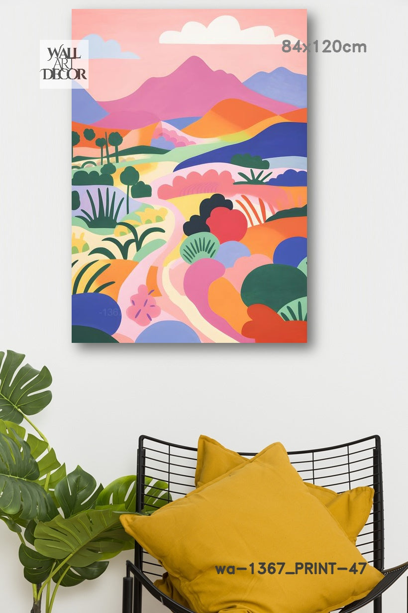 Prismatic Path: The Rolling Technicolor Hills – Modern Frameless Wall Art