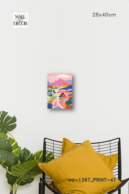 Prismatic Path: The Rolling Technicolor Hills – Modern Frameless Wall Art
