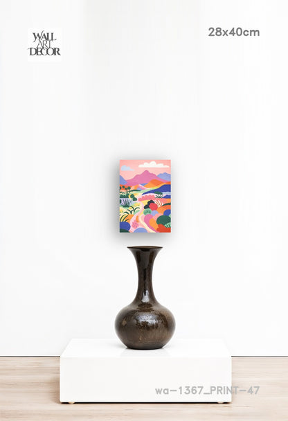 Prismatic Path: The Rolling Technicolor Hills – Modern Frameless Wall Art