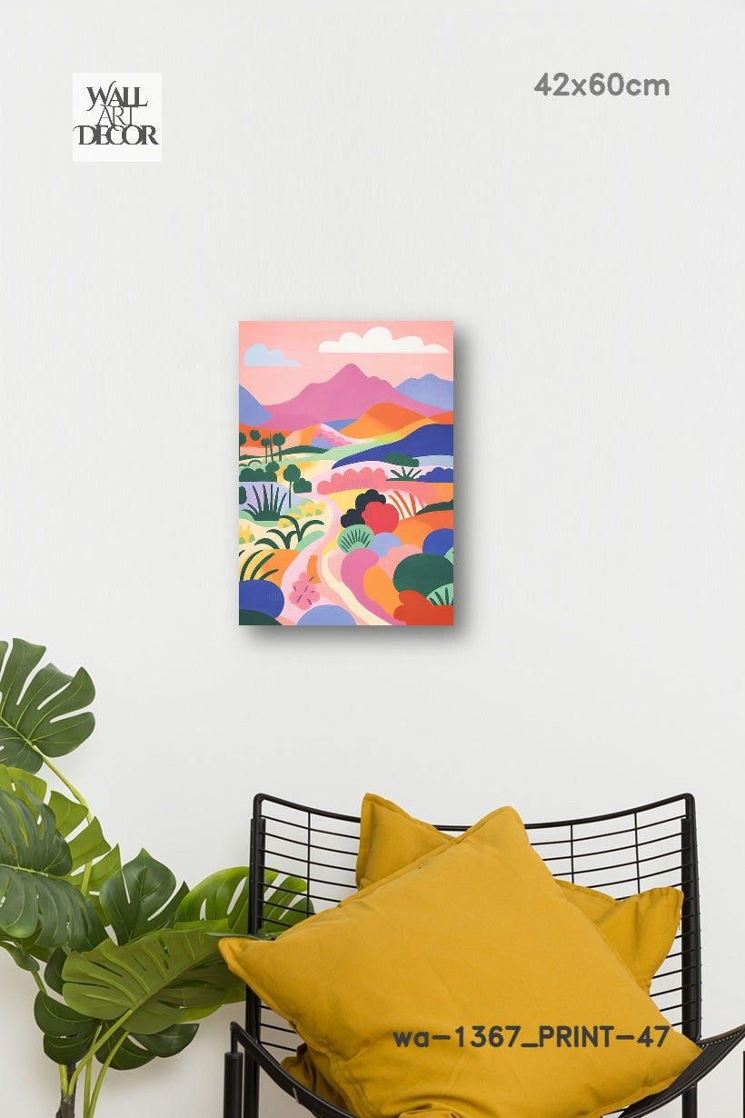Prismatic Path: The Rolling Technicolor Hills – Modern Frameless Wall Art
