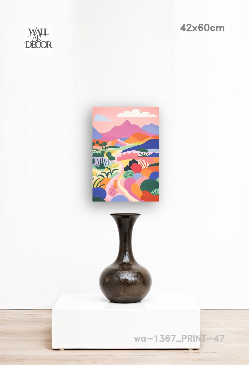 Prismatic Path: The Rolling Technicolor Hills – Modern Frameless Wall Art