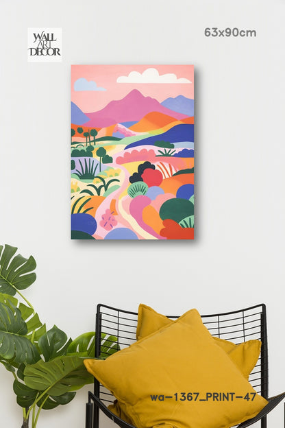 Prismatic Path: The Rolling Technicolor Hills – Modern Frameless Wall Art