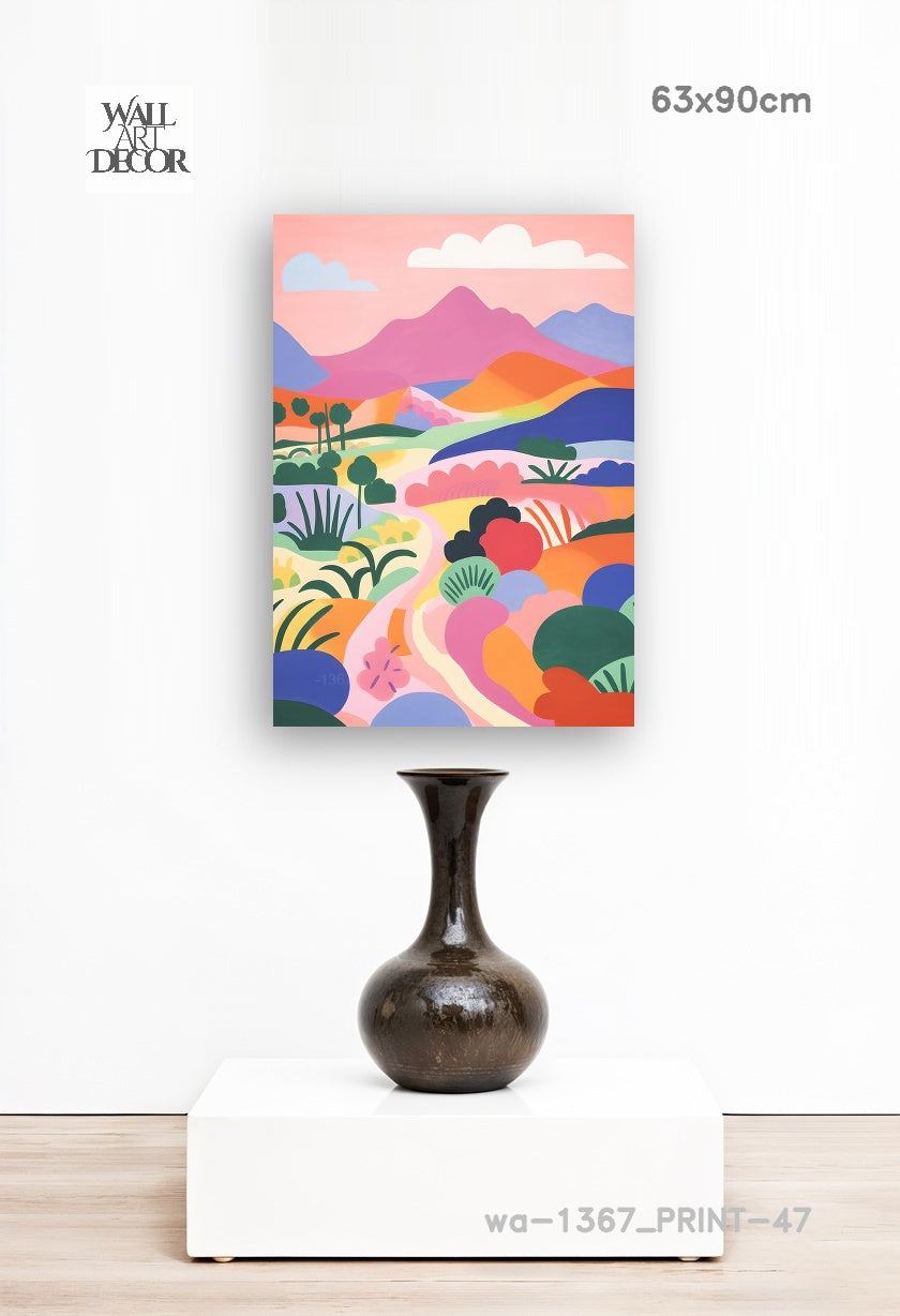 Prismatic Path: The Rolling Technicolor Hills – Modern Frameless Wall Art