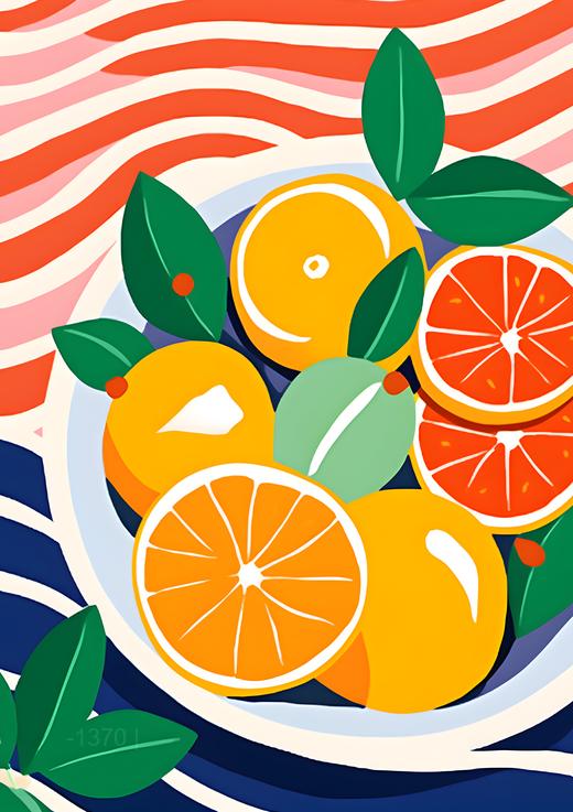 Citrus Harmony: The Summer Harvest – Modern Frameless Wall Art